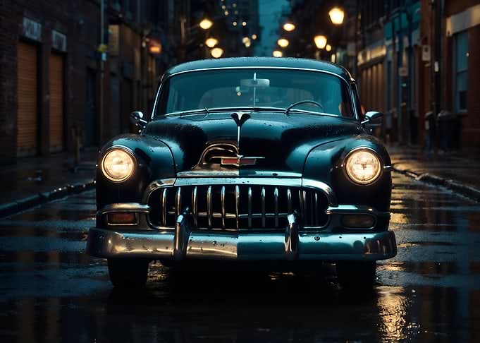 Classic Car in the Rain