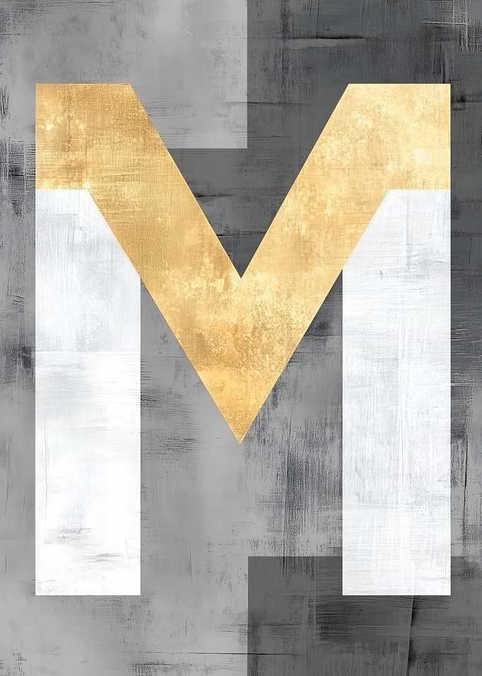 Gold and Grey Letter M