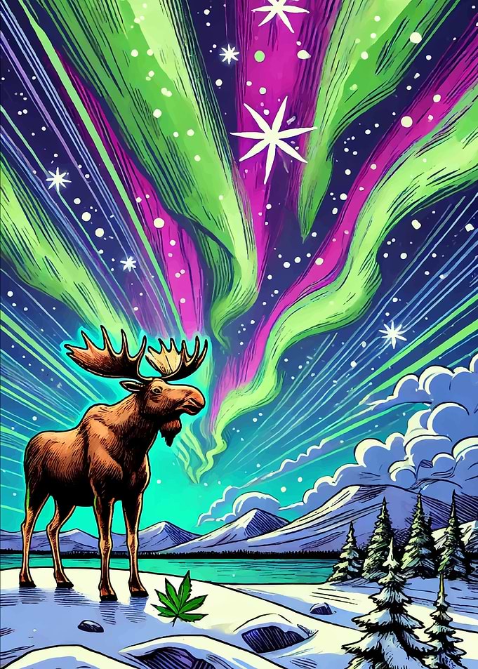 Moose Under Aurora Borealis