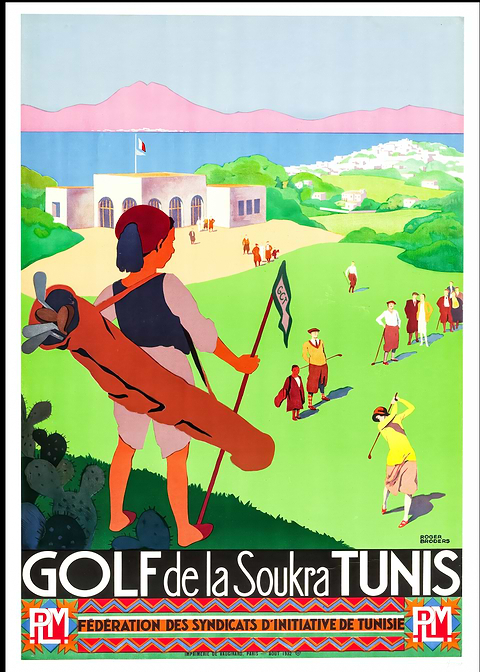 Golf de la Soukra Tunis Poster — retro travel art printed on metal
