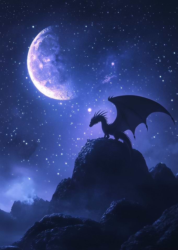 Lonely Dragon In Moonlight