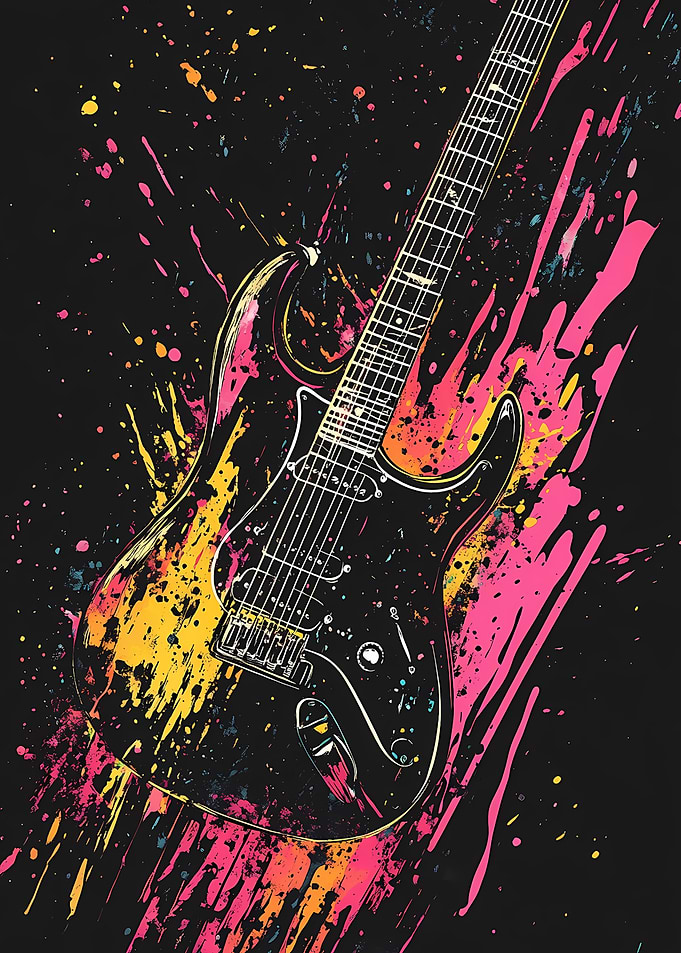 Electric Guitar Splash Art