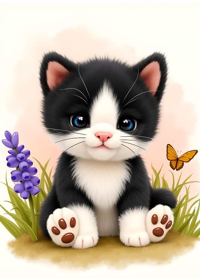 Cute Black and White Kitten