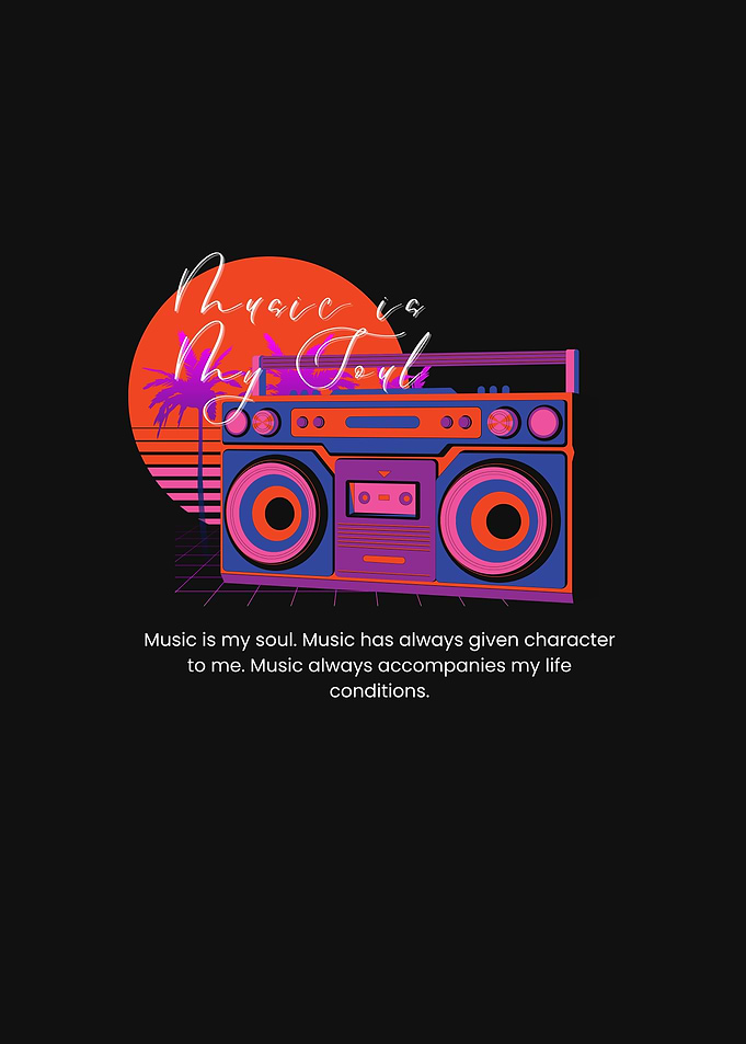 Music is My Soul Retro Boombox