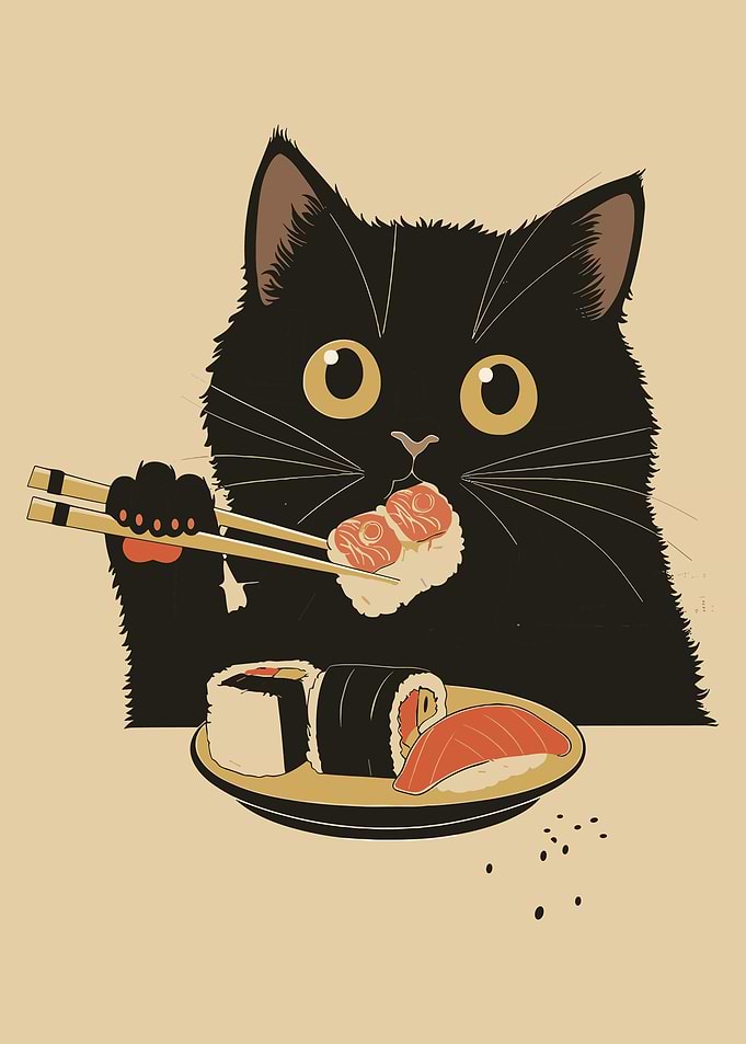 Sushi black cat