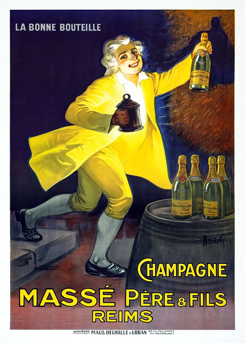 Champagne Masse Pere & Fils Poster — retro advertising art on metal