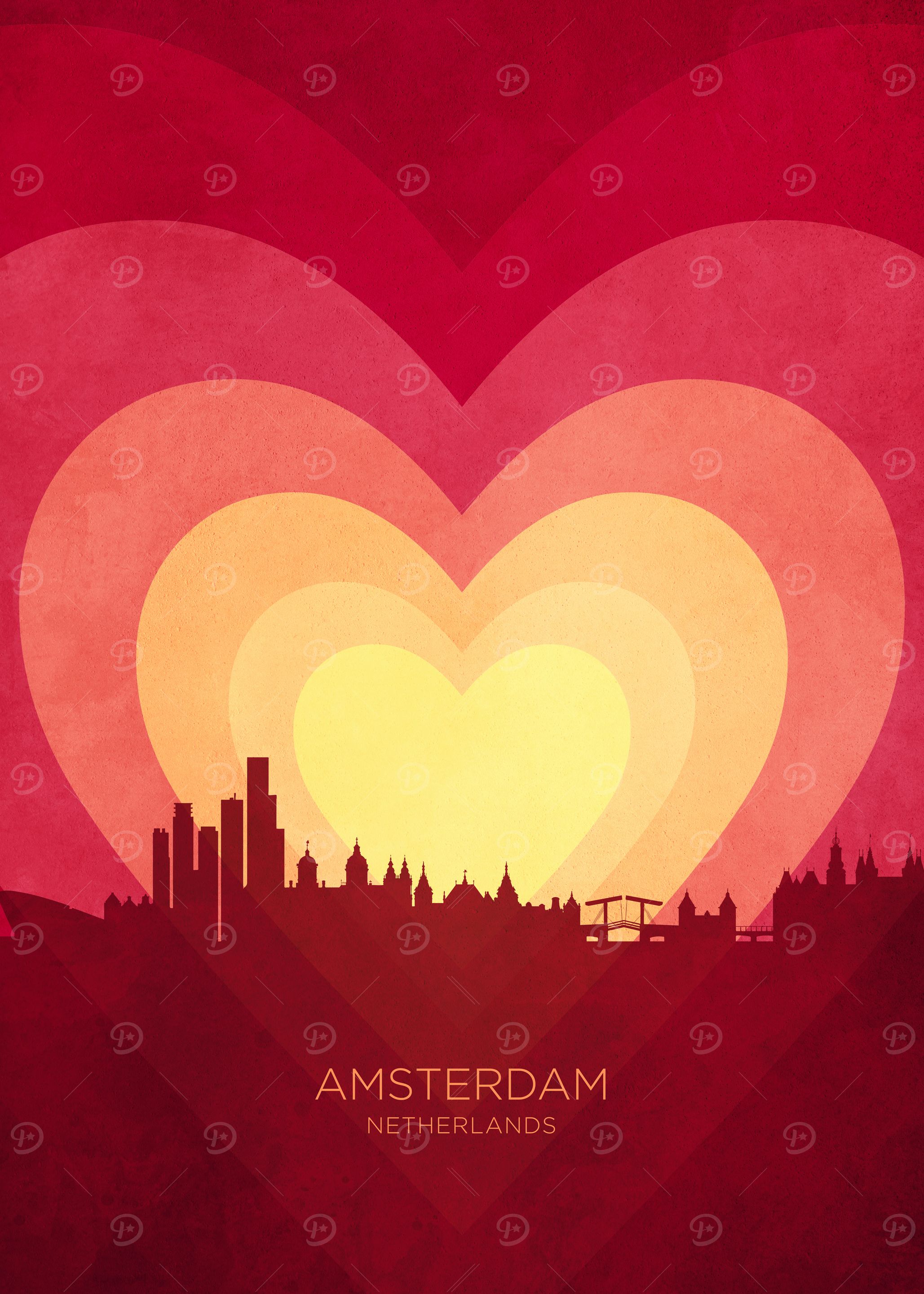 Amsterdam Skyline Hearts