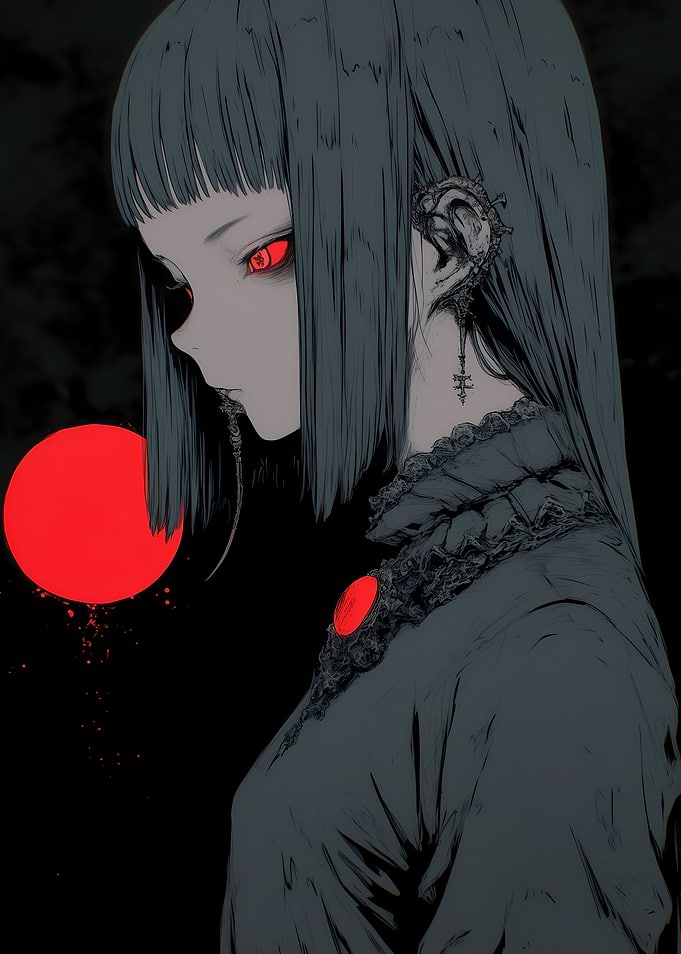 Anime Girl with Red Eyes