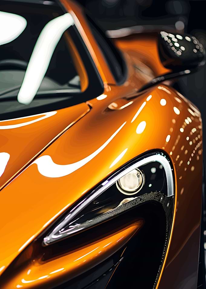 Orange Sports Car Headlight