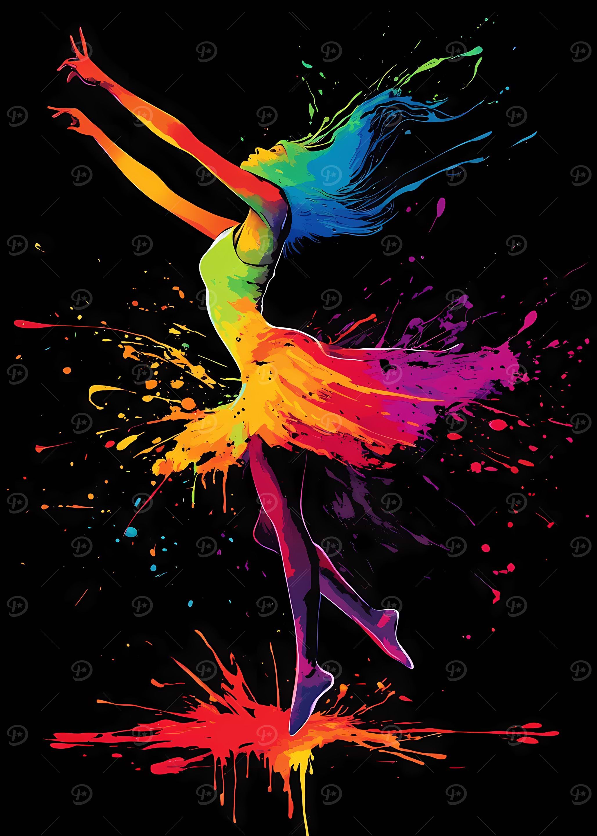 Colorful Dance Silhouette