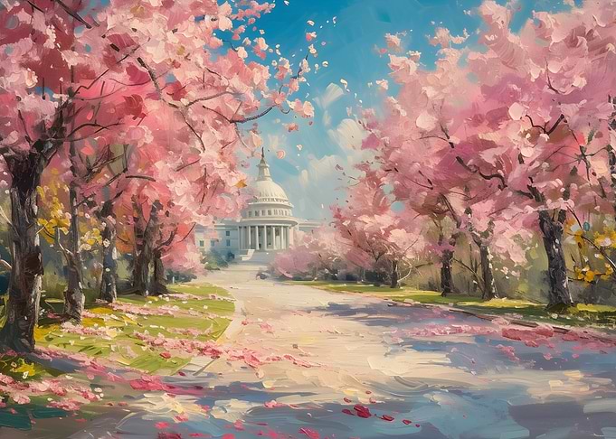 Cherry Blossoms & Capitol Building in DC