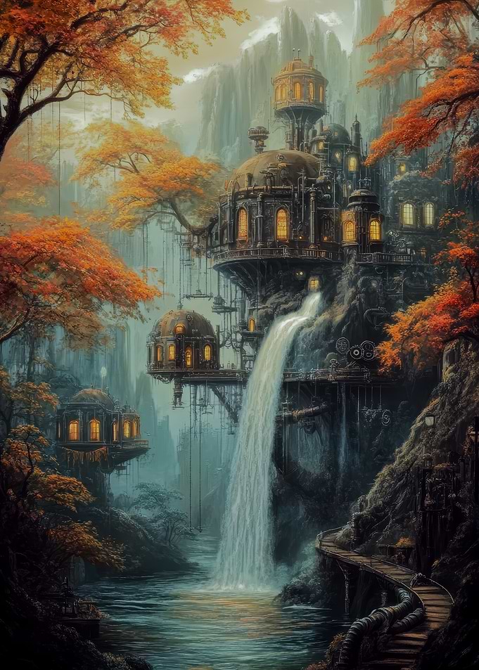Steampunk Waterfall City