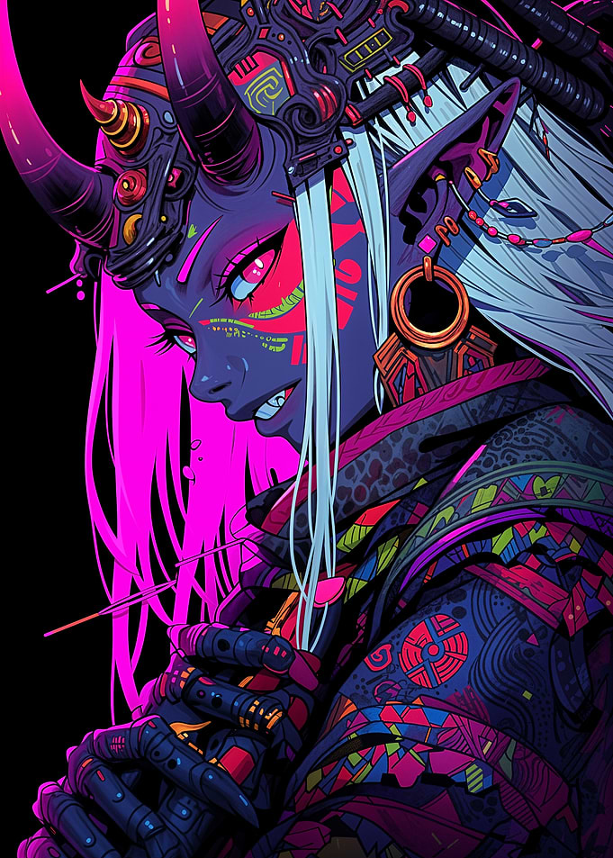 Cyberpunk Oni Warrior