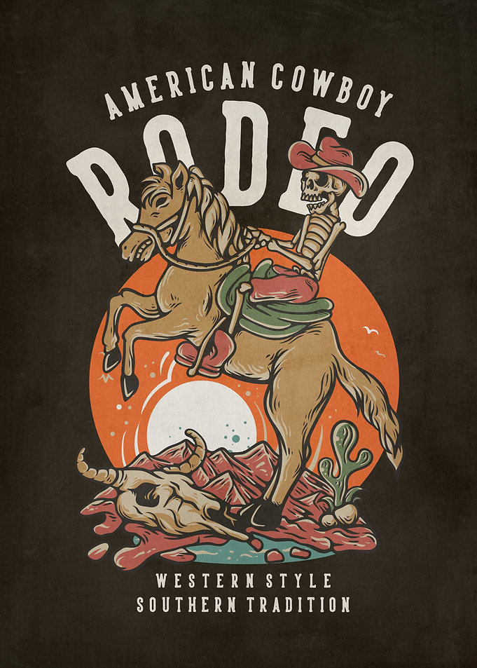 Skeleton Cowboy Rodeo