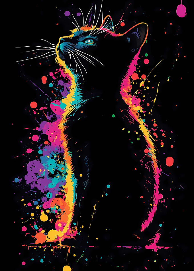 Neon Cat Splash Art