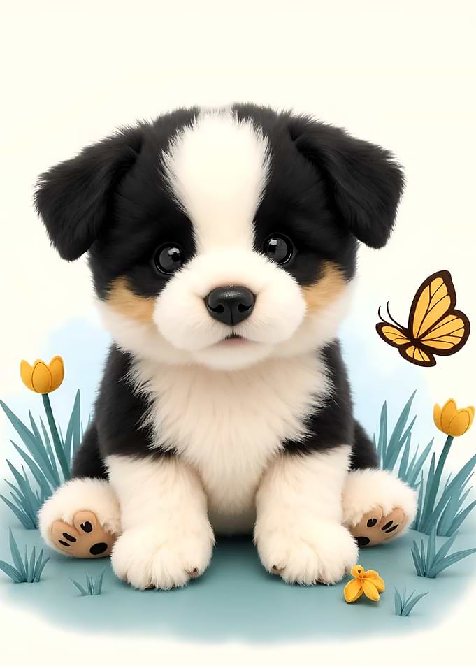 Cute Puppy with Butterfly