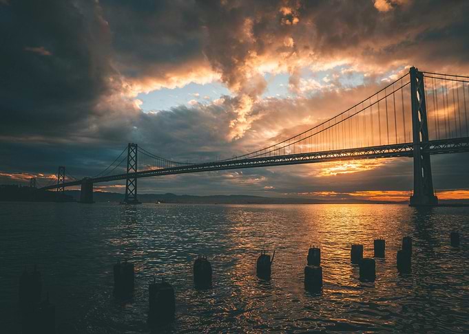 Golden Sunset Over the Bay Bridge