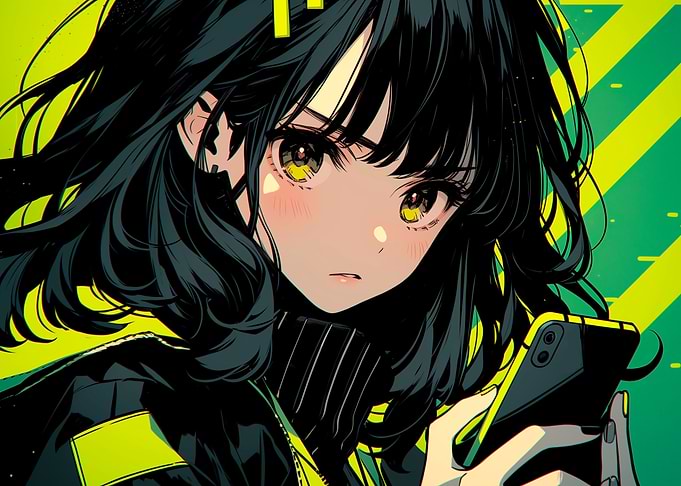 Anime Girl with Phone