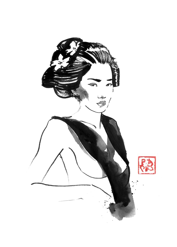 Geisha Ink Painting