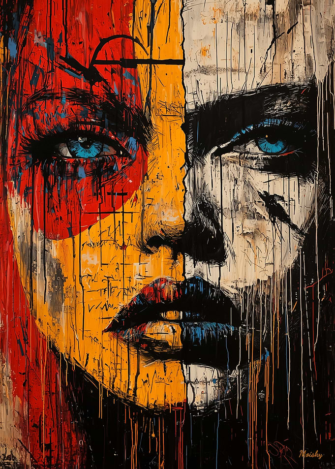 Fragmented Expression Neoexpressionist Portrait