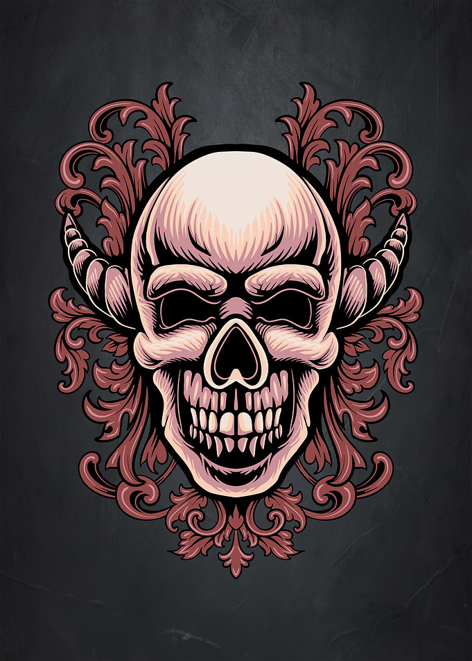 Pink Skull with Floral Design
