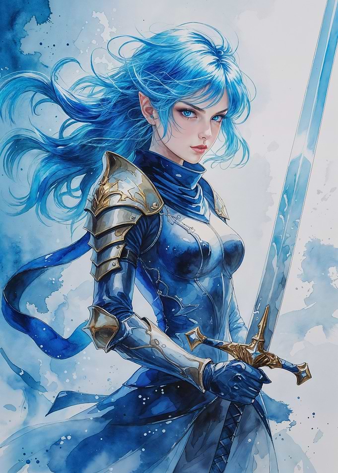 Blue-Haired Warrior Woman