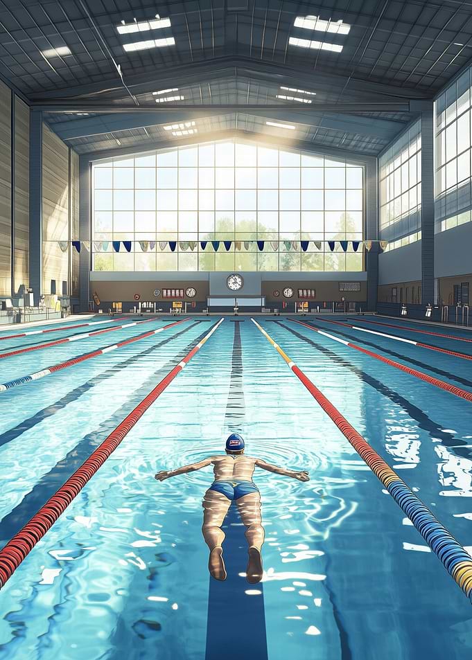 Swimmer in Indoor Pool