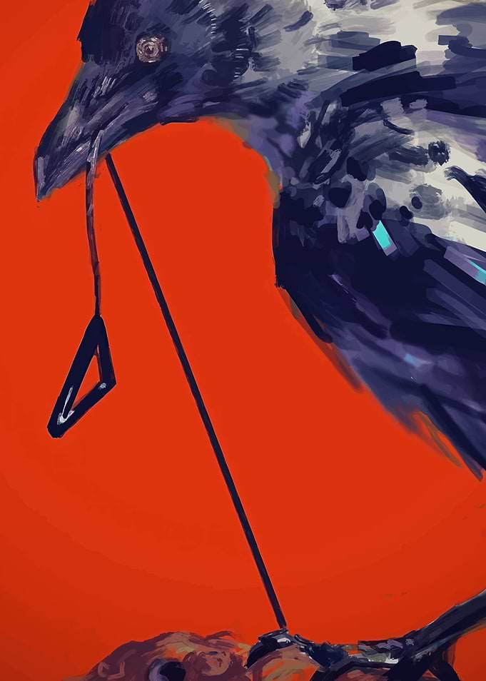 Raven with a String