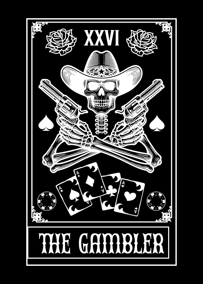The Gambler Skull Card