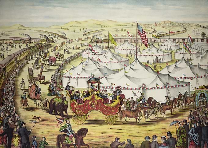 STK501555A-Circus Parade & Tents, circa 1874.