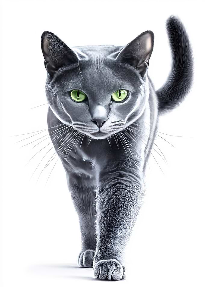 Gray Cat with Green Eyes
