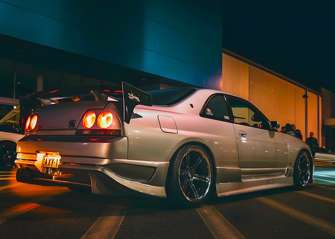 Silver Nissan Skyline R33