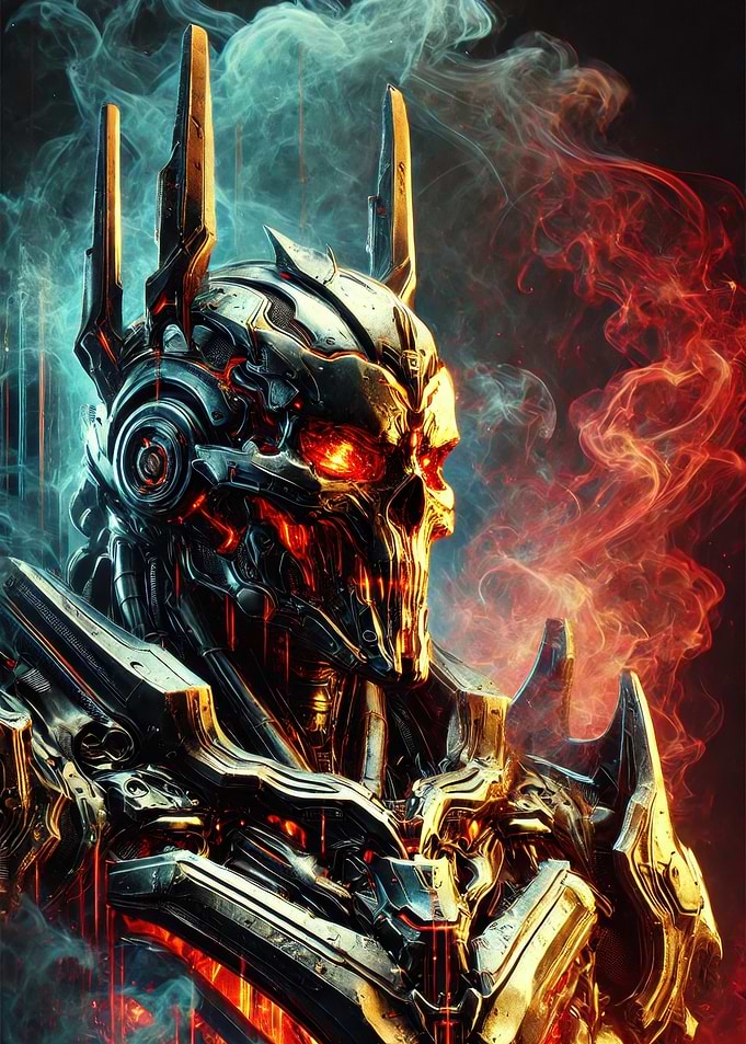 Infernal Cyber Overlord: The Molten Machine Skull King of Ember