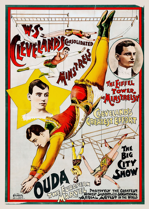 Ouda the European Marvel Circus Poster — retro advertising art on metal
