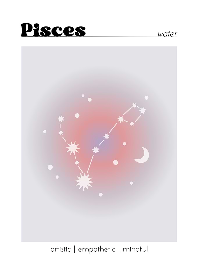 Pisces Zodiac Constellation Positive Aura Poster