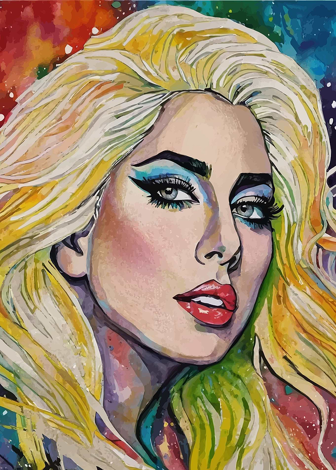 Lady Gaga Watercolor Portrait