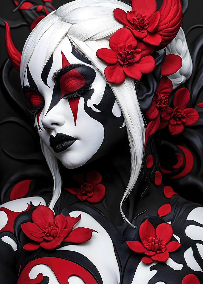 Gothic Beauty with Flowers