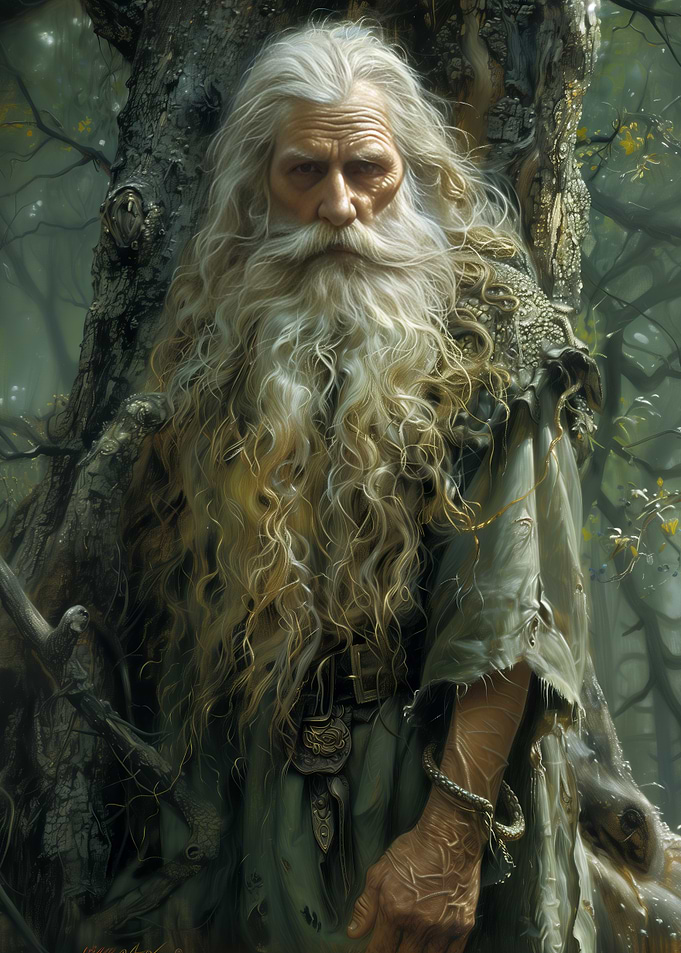 Wise Old Man in Forest