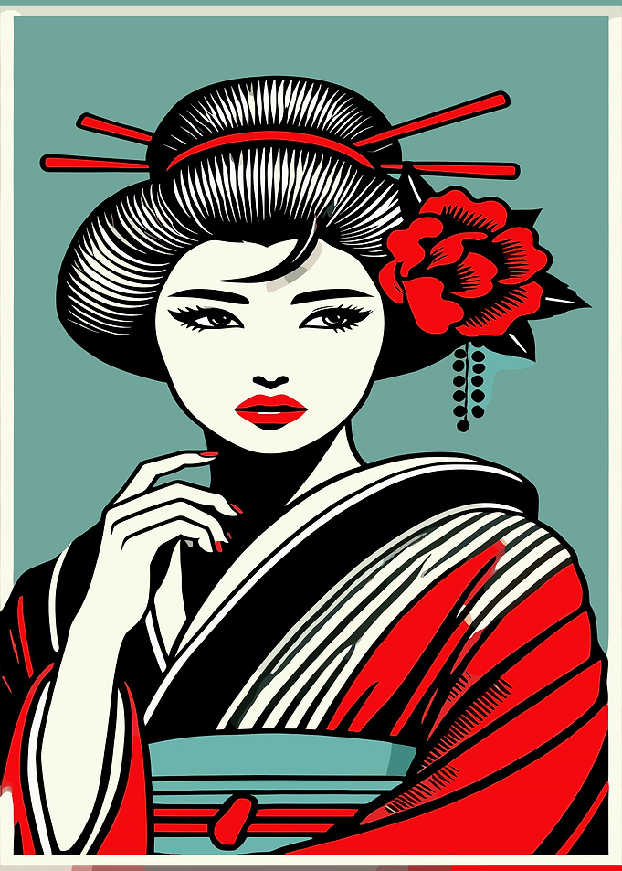 Geisha in Red Kimono