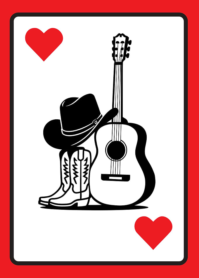 Cowboy Guitar Ace of Hearts