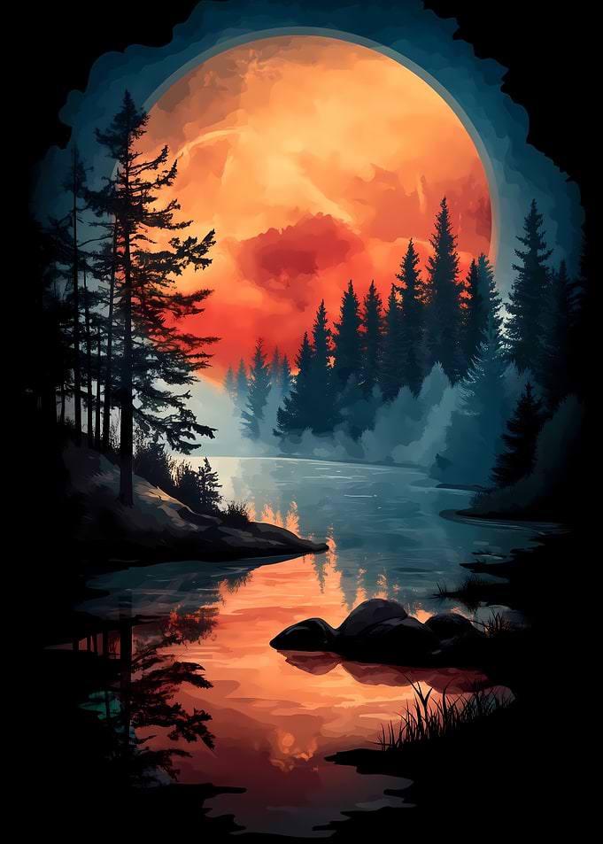 Forest Moon Reflection