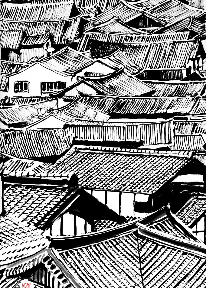 Black and White Rooftops