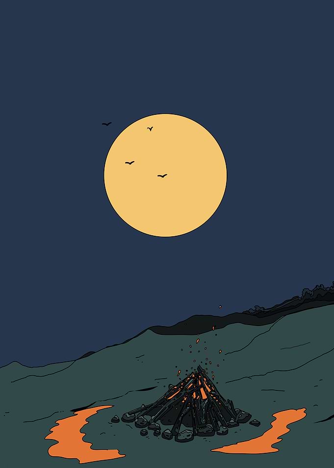 Campfire Under the Moon