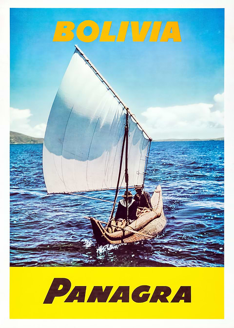 Bolivia Panagra Travel Poster — vintage film art printed on metal