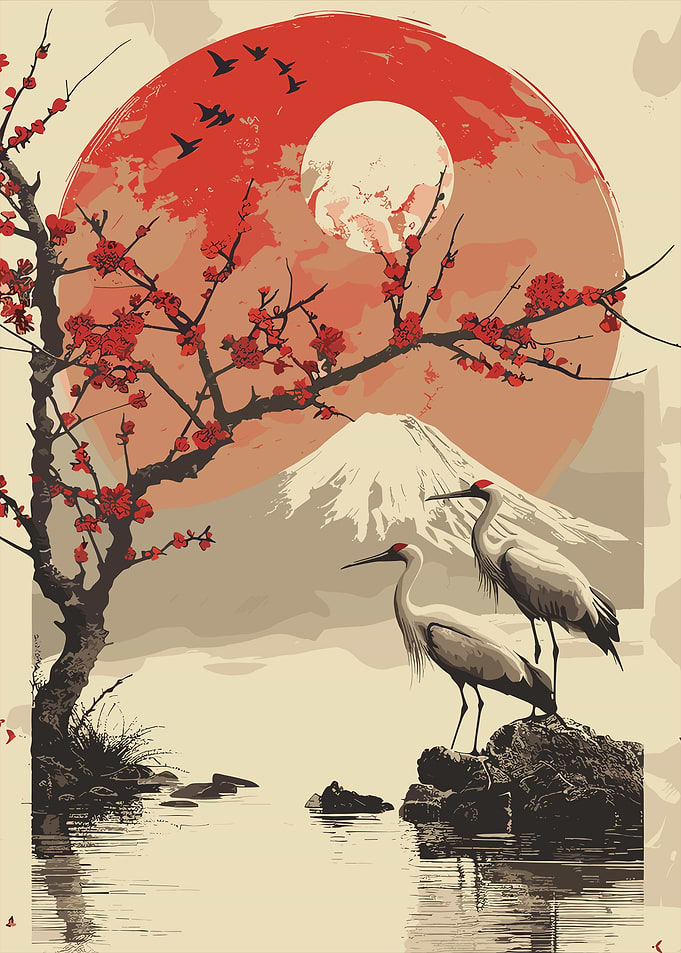 Japanese Crane Landscape