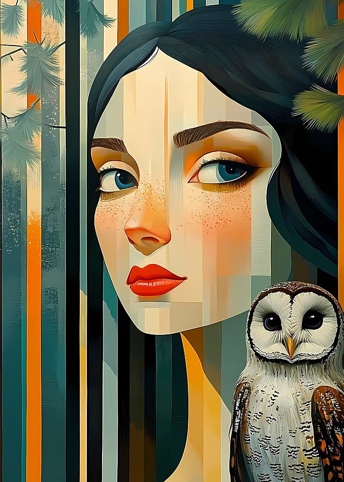 Woman and Owl Portrait