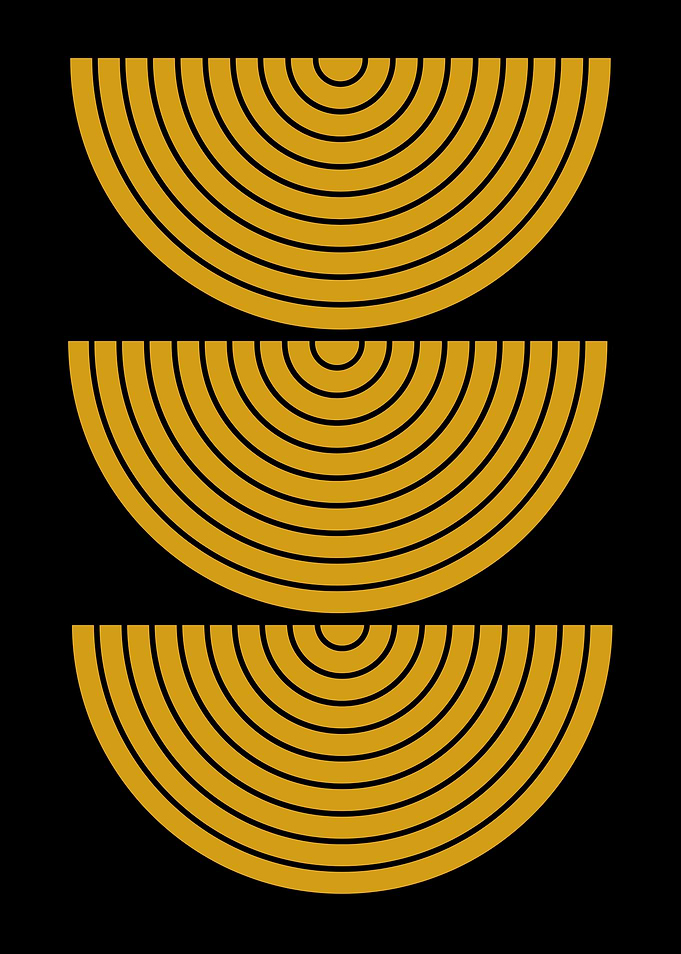 Golden Arcs Abstract Art