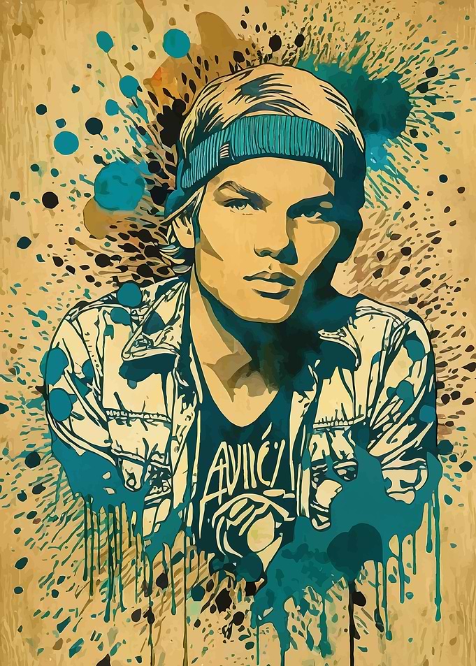 Avicii Watercolor Vintage Portrait