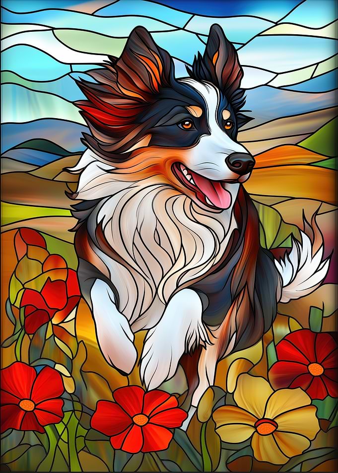 Stained Glass Border Collie