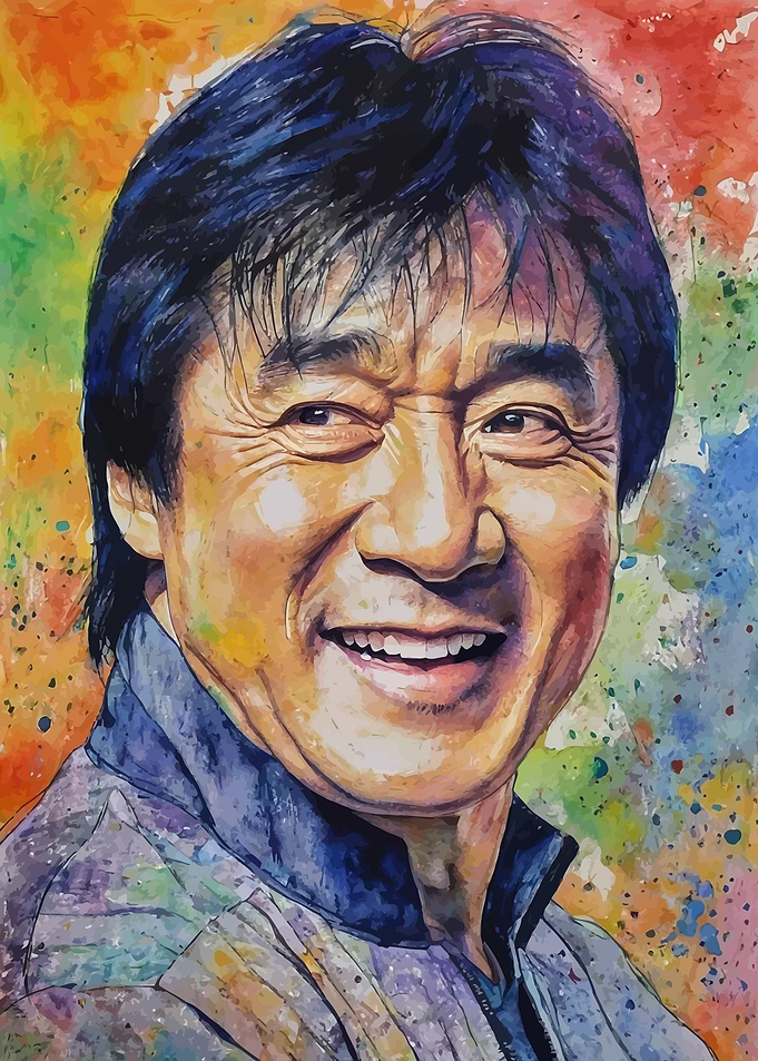 Jackie Chan Watercolor Portrait